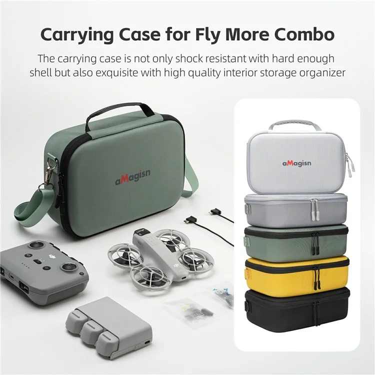 AMAGISN For DJI Neo Protective Case RC Drone Portable Storage Bag with Shoulder Strap - Green