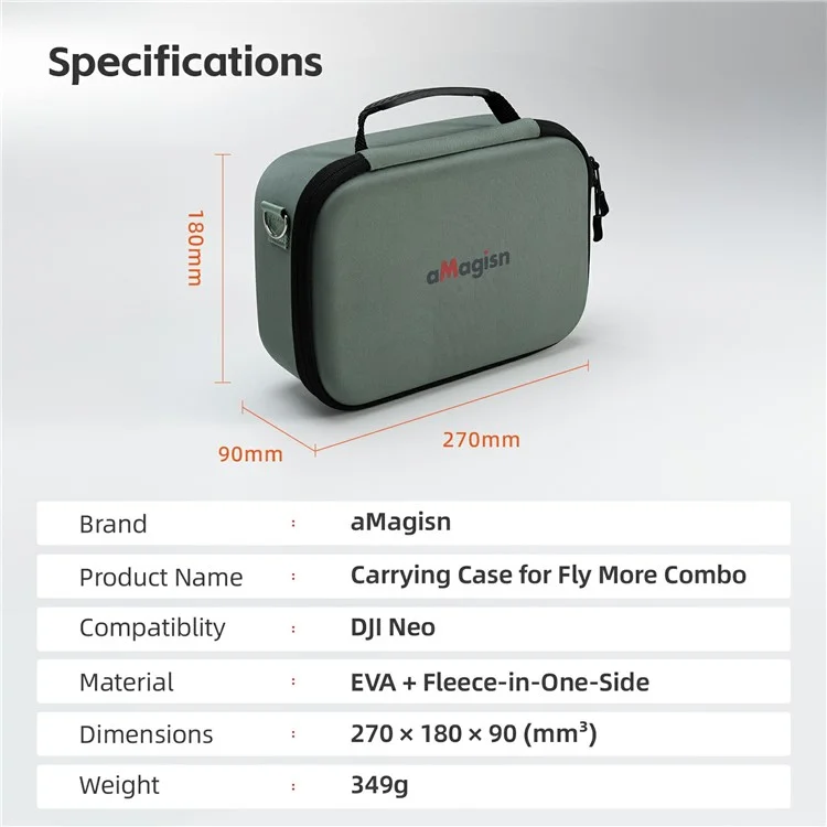 AMAGISN For DJI Neo Protective Case RC Drone Portable Storage Bag with Shoulder Strap - Green