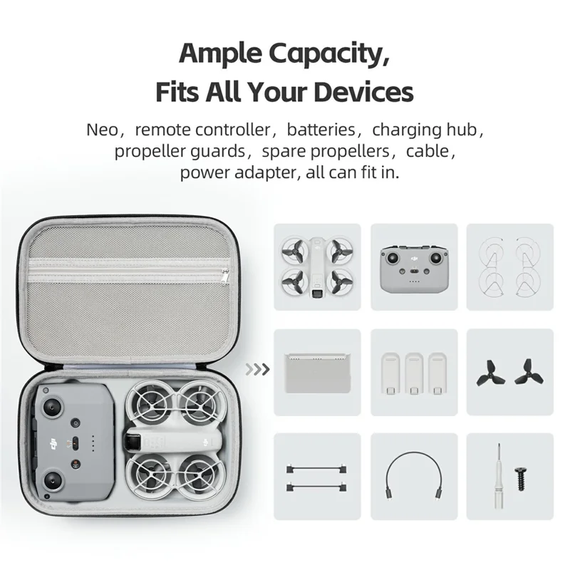 AMAGISN For DJI Neo Protective Case RC Drone Portable Storage Bag with Shoulder Strap - Black