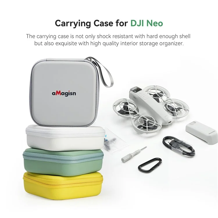 AMAGISN For DJI Neo Carrying Case RC Drone Portable Storage Bag with Carabiner - Grey