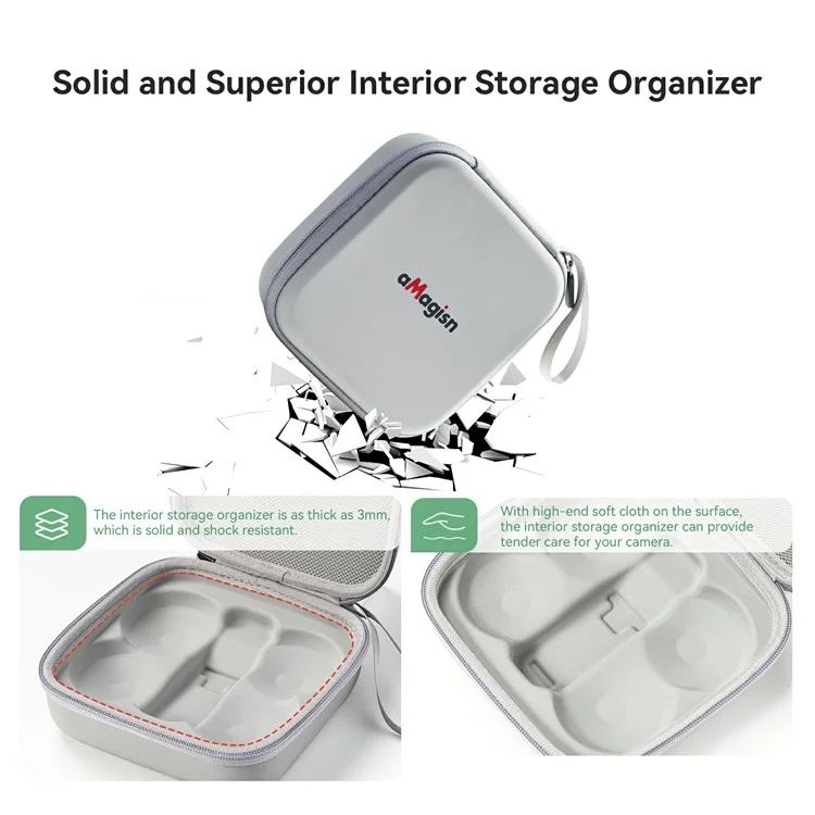 AMAGISN For DJI Neo Carrying Case RC Drone Portable Storage Bag with Carabiner - Grey