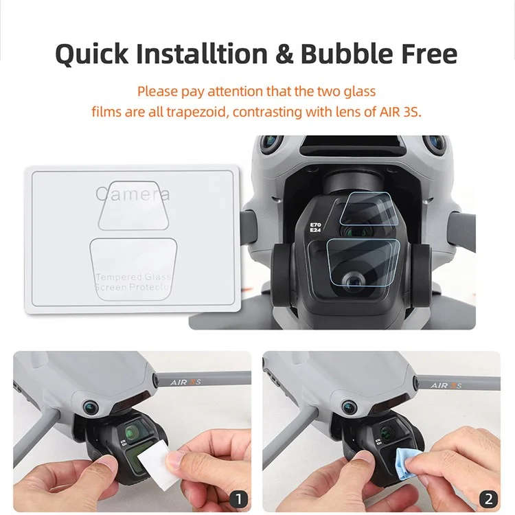 SUNNYLIFE 2 комплекта для DJI Air 3S Антицарапинный закаленное стекло Пленка защитная для экрана HD