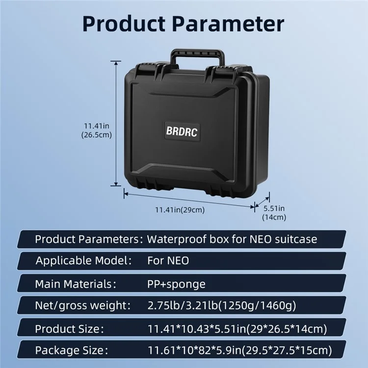 BRDRC For DJI Neo Drone Carrying Case Waterproof Hard Travel Case