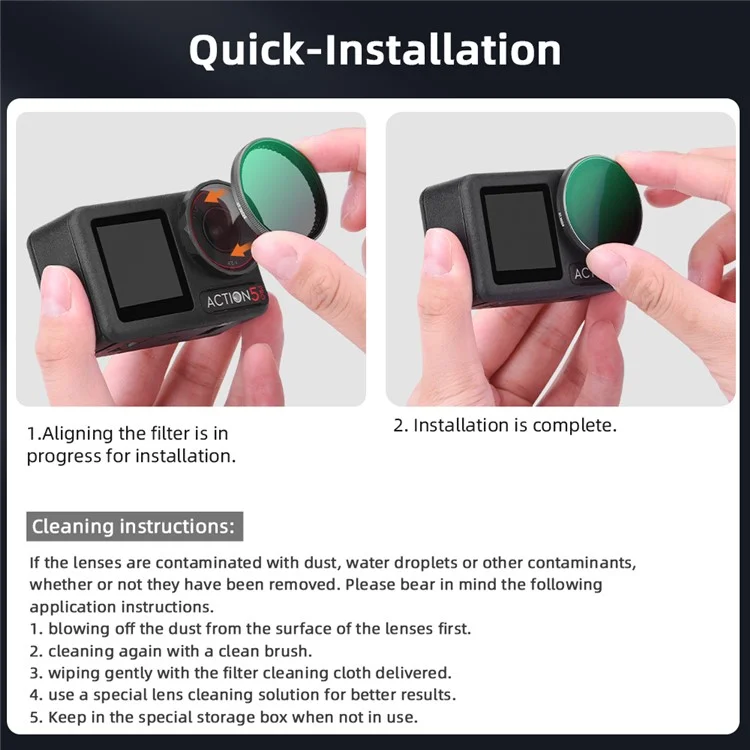 BRDRC ND8PL / ND16PL / ND32L / ND64PL Filter Kit for DJI Osmo Action 5 Pro / 4 / 3 Sports Camera Filters