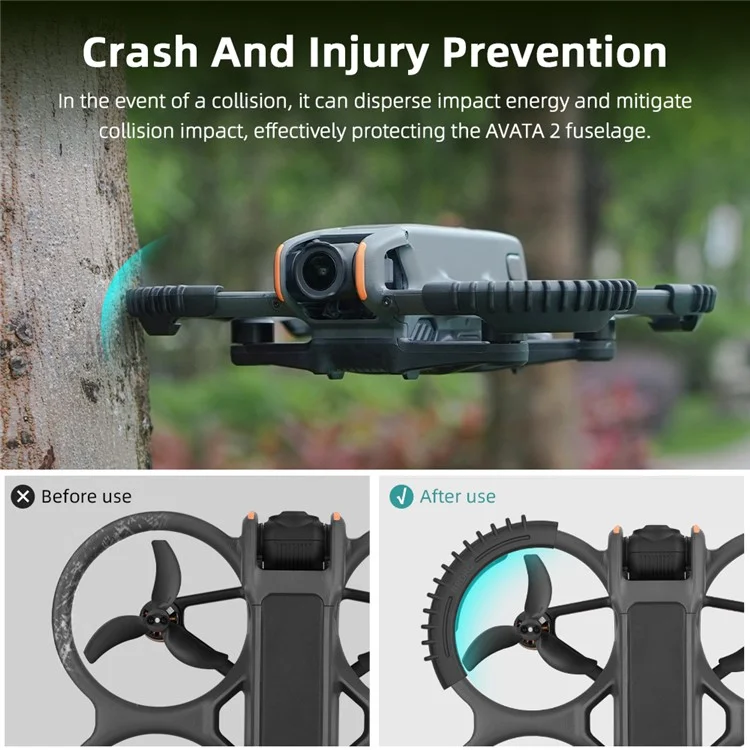 BRDRC 4er-Set Schutzpuffer für DJI Avata 2 Propellerschutz Schützer Anti-Kollisions-Drohnen-Zubehör - Schwarz