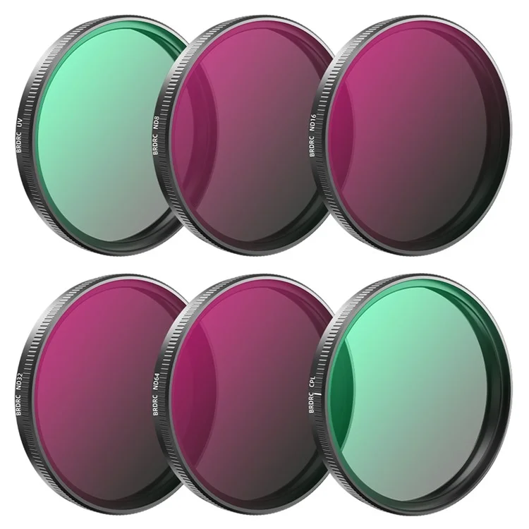 BRDRC 6Pcs Filters for DJI Osmo Action 5 Pro / 4  / 3 UV+CPL+ND8+ND16+ND32+ND64 Filters Set