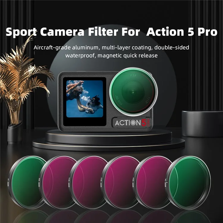 BRDRC 6Pcs Filters for DJI Osmo Action 5 Pro / 4  / 3 UV+CPL+ND8+ND16+ND32+ND64 Filters Set