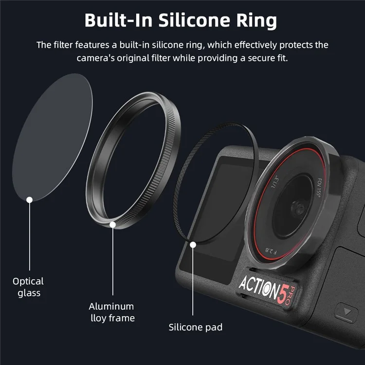 BRDRC 6Pcs Filters for DJI Osmo Action 5 Pro / 4  / 3 UV+CPL+ND8+ND16+ND32+ND64 Filters Set