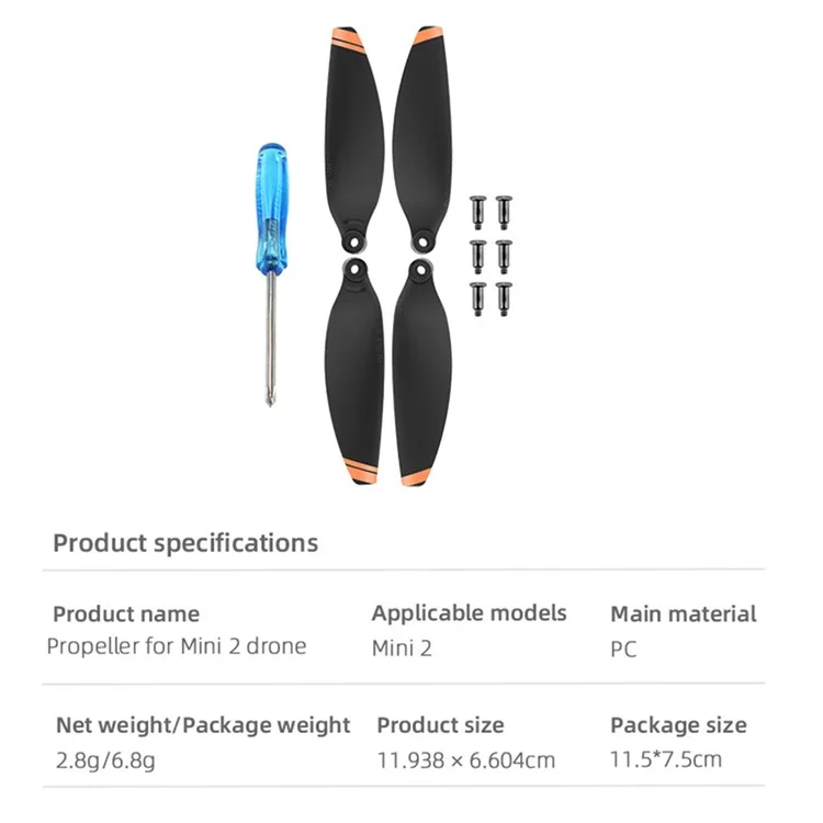 BRDRC 2Pair For DJI Mini 4K / SE / 2 / 1 Propellers RC Drone Spare Blade Replacement Parts - Yellow