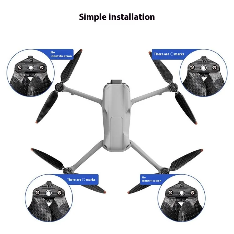 AIR3CFP0 1Pair Carbon Fiber Propellers for DJI Air 3 Quiet Foldable Quick-Release Drone Accessories