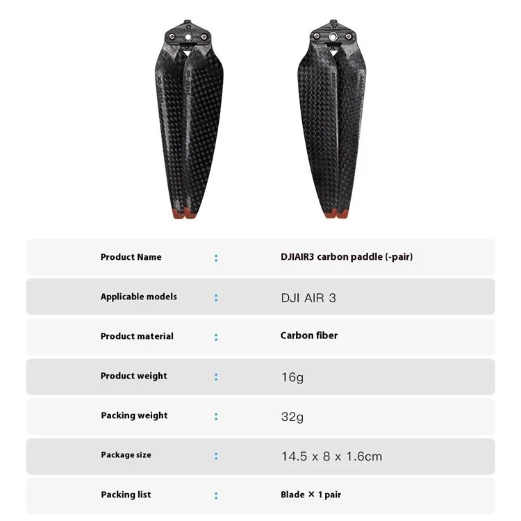 AIR3CFP0 1Pair Carbon Fiber Propellers for DJI Air 3 Quiet Foldable Quick-Release Drone Accessories