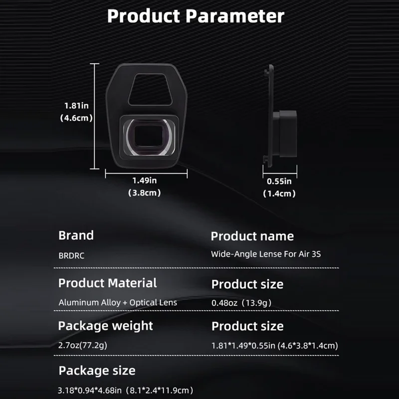 BRDRC For DJI Air 3S Wide-Angle Lens External Expanded View Drone Accessories