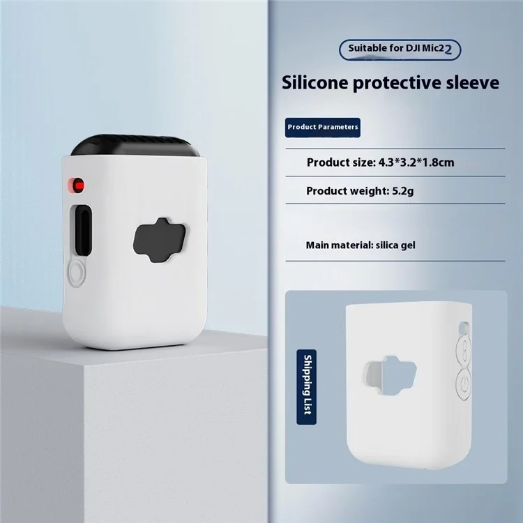 BRDRC Silikonhülle für DJI Mic 2 Wireless Mikrofon Schutzhülle - Weiß