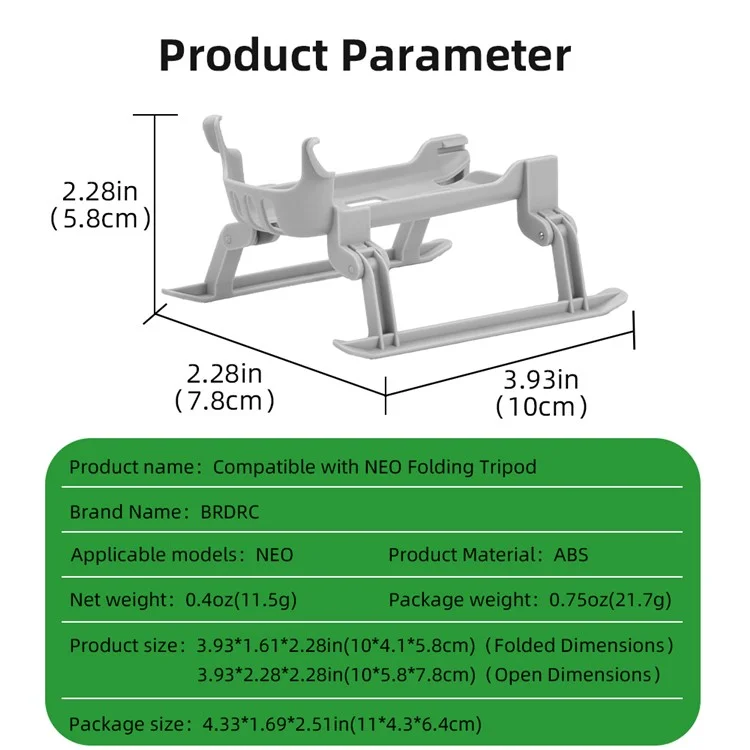 Pieds d'extension pliables en ABS pour le drone DJI Neo