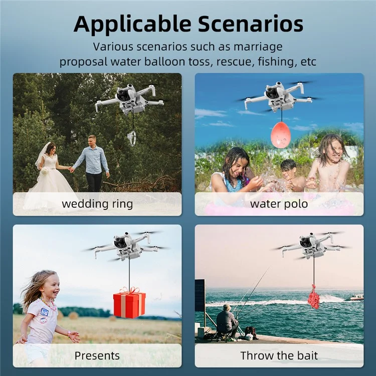 BRDRC für DJI Mini 4 Pro Fotosensitiver Werfer Angelköder Geschenk Lufttransportsystem