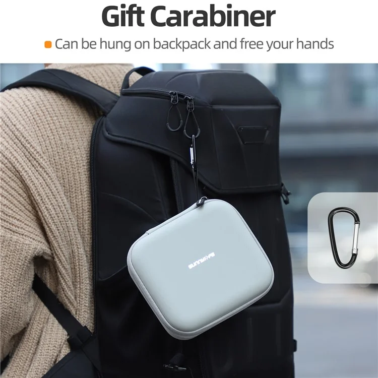 SUNNYLIFE FP-B957 For DJI Flip Drone Carrying Bag 2 Batteries Portable Travel Case with Carabiner - Black