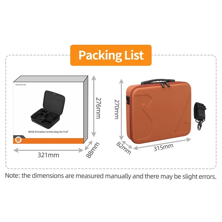 SUNNYLIFE FP-B958 DJI Flip Drohne Tragetasche 5 Batterien Ledertasche - Orange