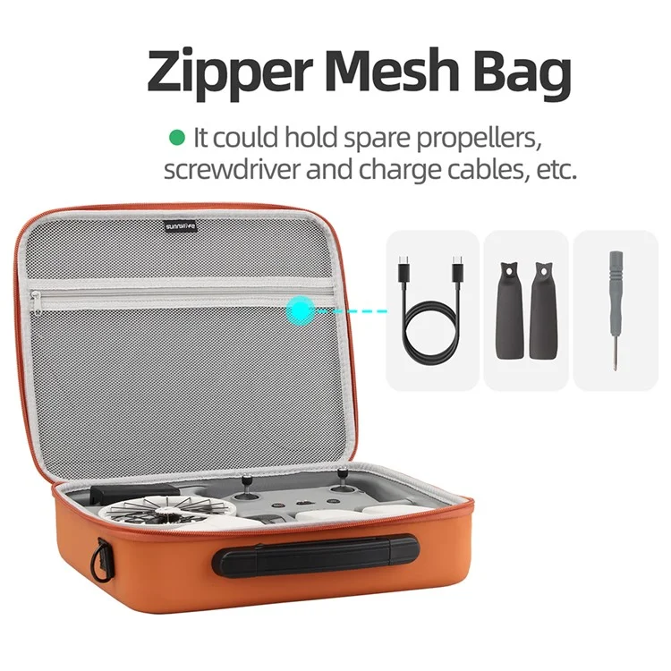 SUNNYLIFE FP-B958 DJI Flip Drohne Tragetasche 5 Batterien Ledertasche - Orange