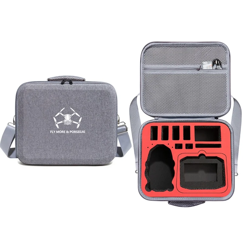 For DJI Mini 4 Pro Drone Carrying Case Shockproof Storage Shoulder Bag - Red Liner