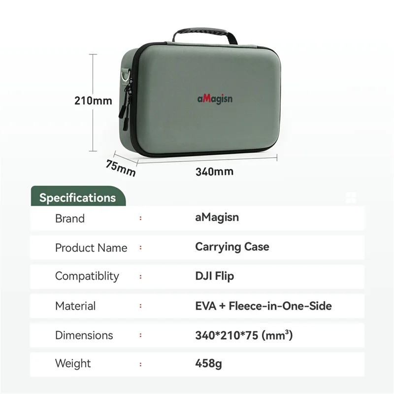 AMAGISN Bolsa de almacenamiento con funda protectora para dron Vlog de DJI, bolso bandolera organizador de accesorios - Verde