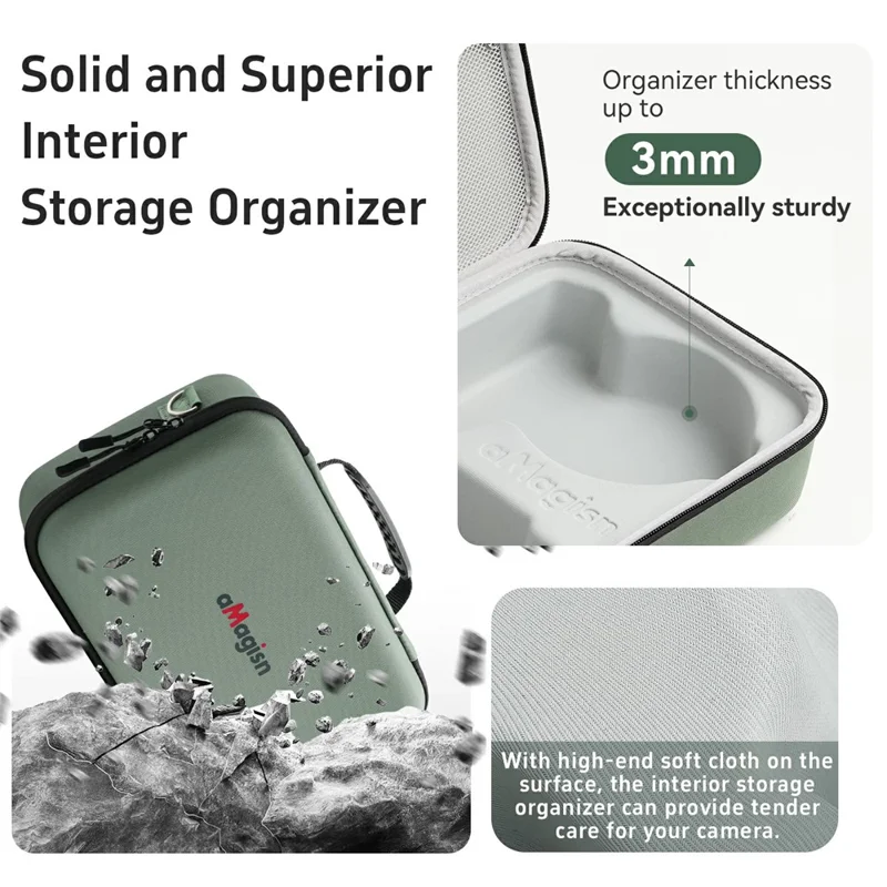 AMAGISN Bolsa de almacenamiento con funda protectora para dron Vlog de DJI, bolso bandolera organizador de accesorios - Verde