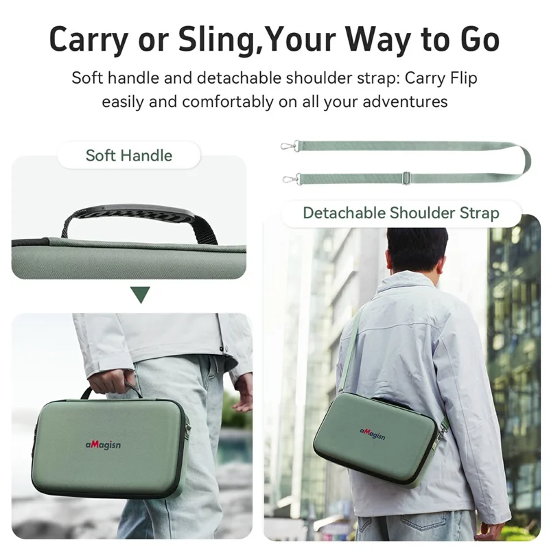 AMAGISN Bolsa de almacenamiento con funda protectora para dron Vlog de DJI, bolso bandolera organizador de accesorios - Verde