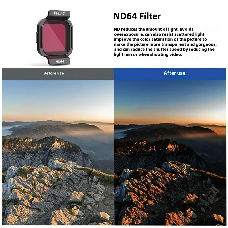 BRDRC 6PCS Lens Filter Set For DJI Flip , UV + CPL + ND8+ ND16 + ND32 + ND64 Camera Accessories