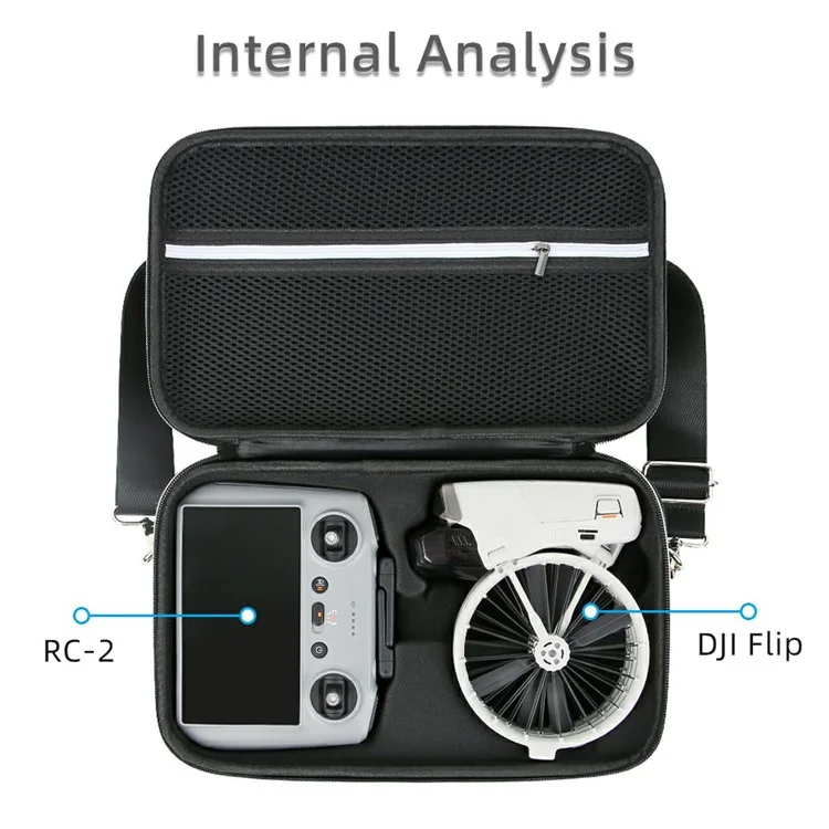 Carrying Case for DJI Flip + RC-2 Remote Controller Storage Bag RC Drone EVA Protective Bag - Black