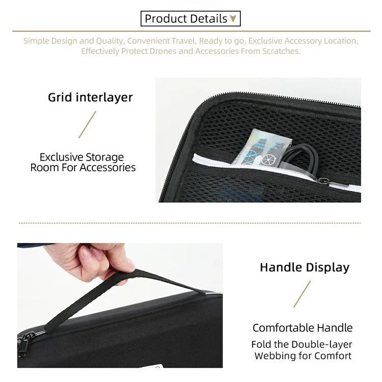 Carrying Case for DJI Flip + RC-2 Remote Controller Storage Bag RC Drone EVA Protective Bag - Black