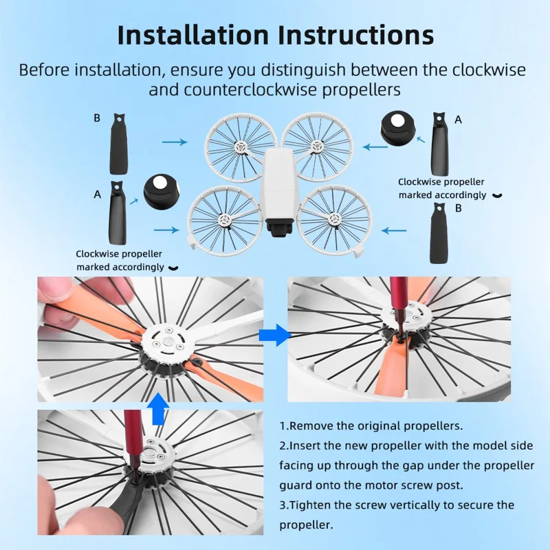 4022F 2 Pairs Replacement Propellers for DJI Flip RC Drone Accessories - Blue