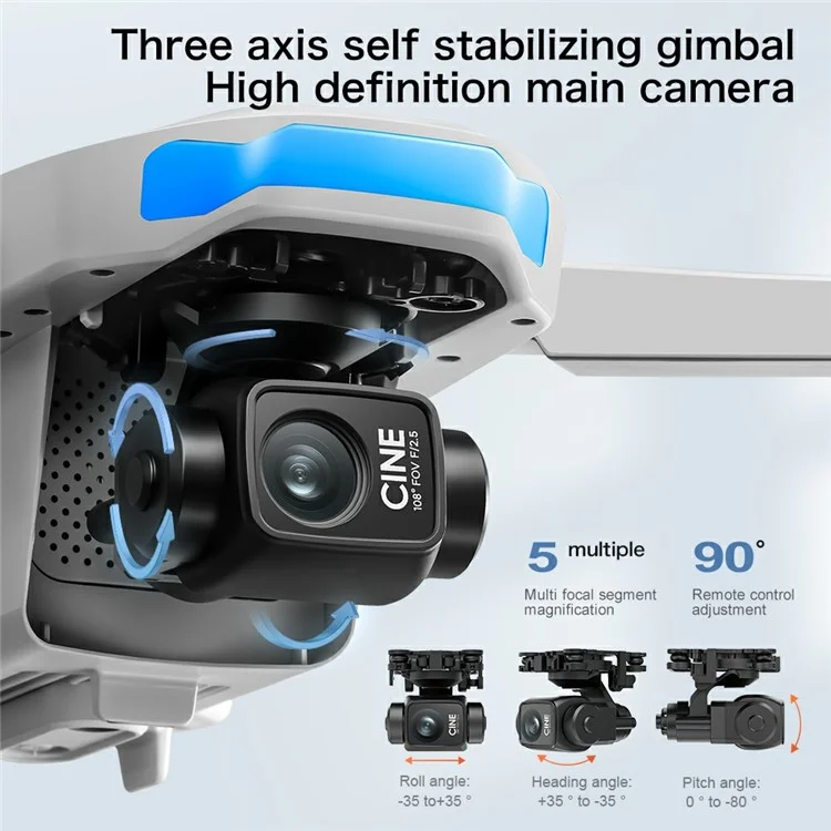 S-X1 Aerial Photography GPS Drone 3-Axis Gimbal Brushless Quadcopter, Single Battery - White