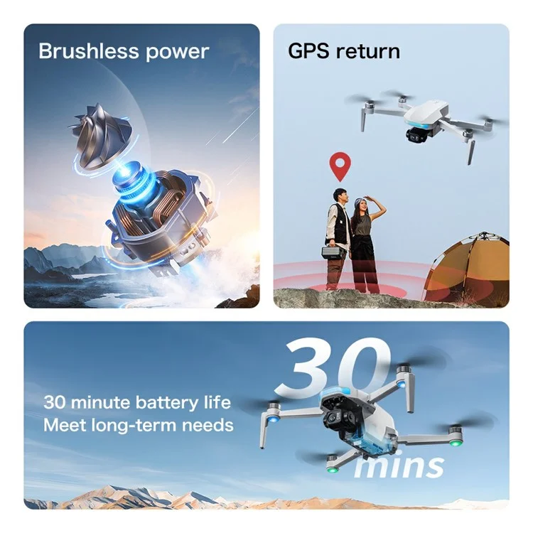 S-X1 Aerial Photography GPS Drone 3-Axis Gimbal Brushless Quadcopter, Single Battery - White