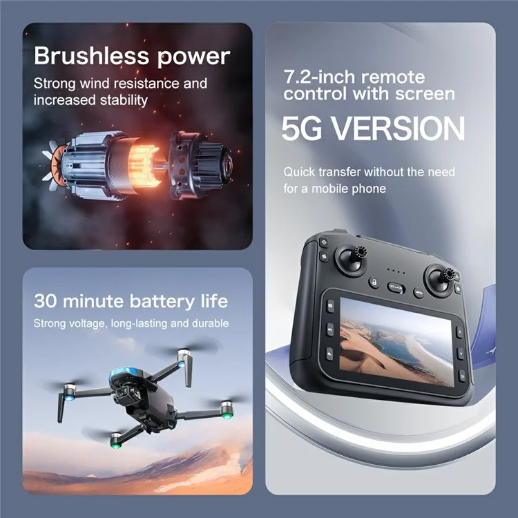 S-X1 Aerial Photography GPS Drone 3-Axis Gimbal Brushless Quadcopter, Dual Battery - Black