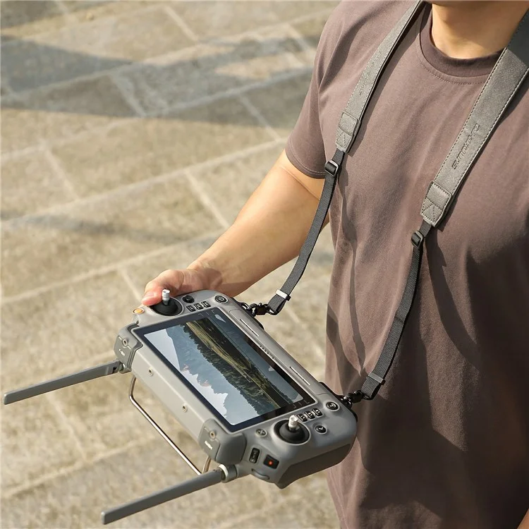 SUNNYLIFE GS998 For DJI RC Plus 2 / 1 Aluminum Alloy Hook + Adjustable Leather Lanyard