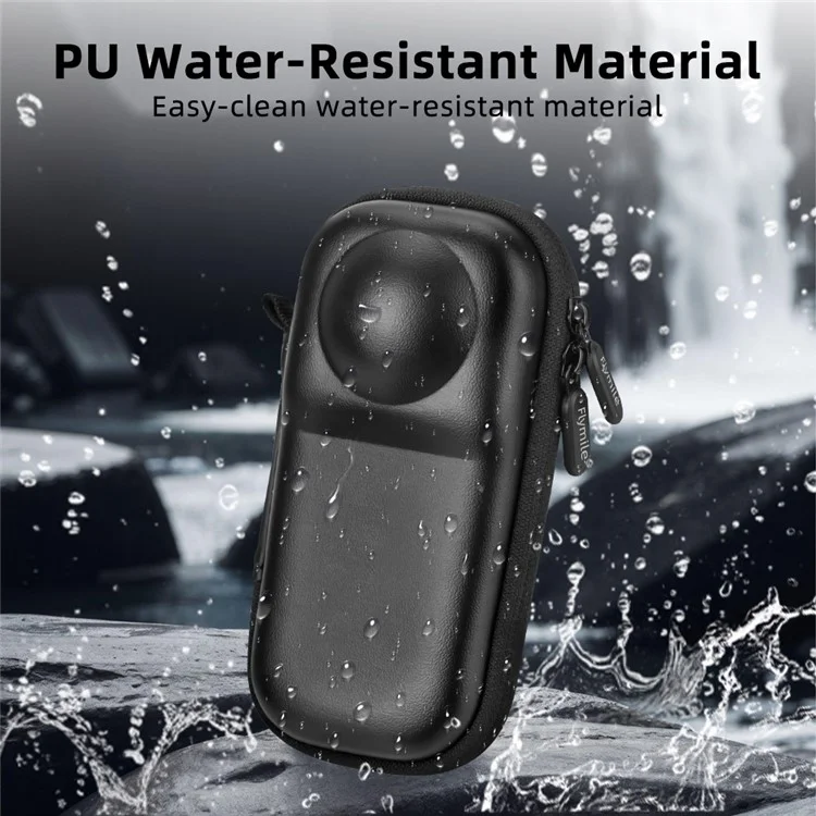 FLYMILE For Insta360 X5 Camera PU Storage Bag Protective Case with Carabiner
