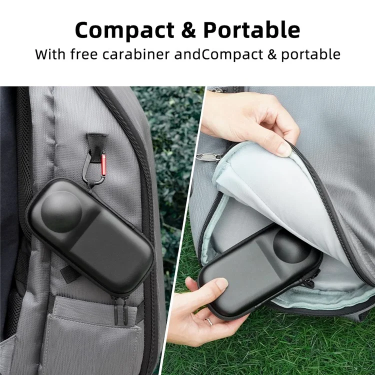 FLYMILE For Insta360 X5 Camera PU Storage Bag Protective Case with Carabiner