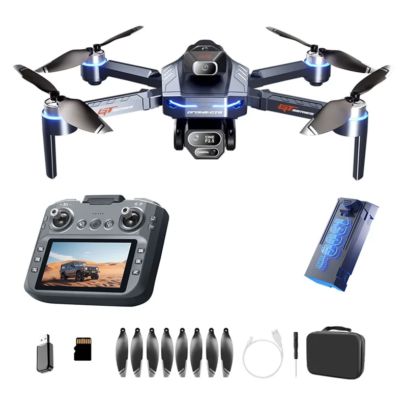 Drone GT8 720P WiFi FPV avec Évitement d'Obstacles, Écran LCD et Affichage de Batterie, Batterie Simple