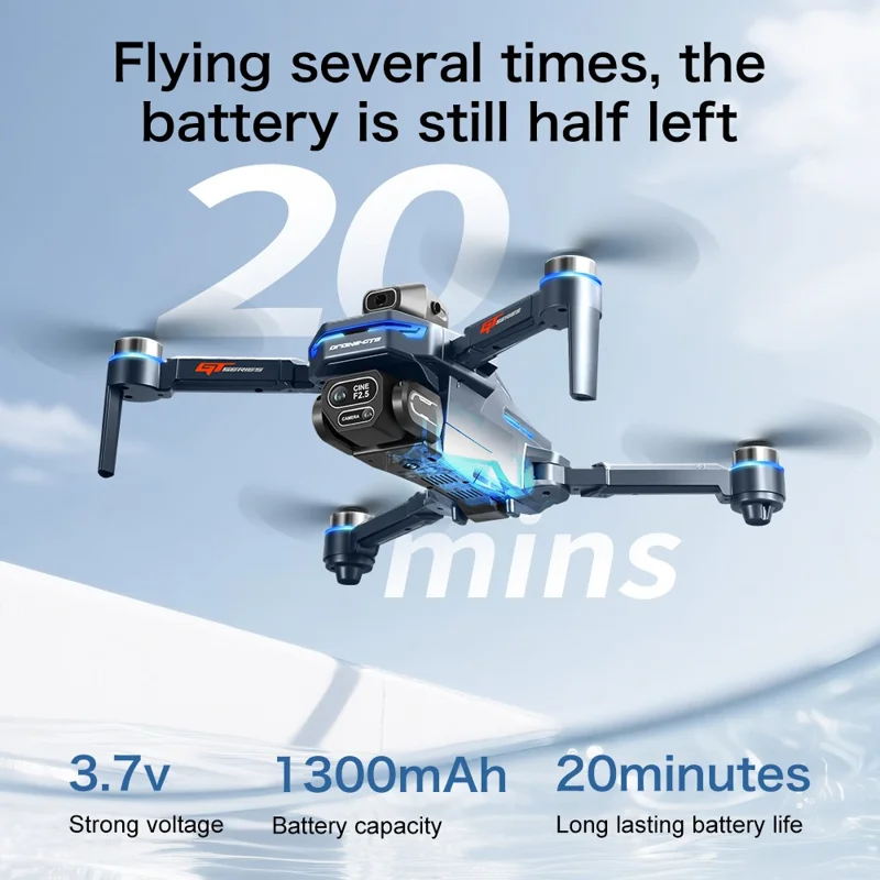 Drone GT8 720P WiFi FPV avec Évitement d'Obstacles, Écran LCD et Affichage de Batterie, Batterie Simple