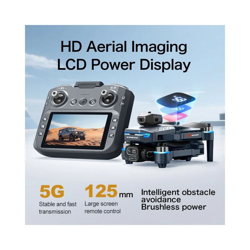 GT8 720P WiFi FPV Brushless Drohne mit Hinderniserkennung, LCD-Bildschirm und Batterieanzeige, Drei Batterien