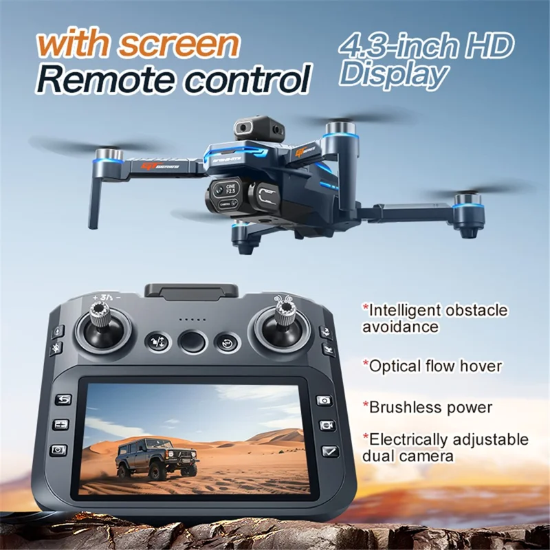 GT8 720P WiFi FPV Brushless Drohne mit Hinderniserkennung, LCD-Bildschirm und Batterieanzeige, Drei Batterien