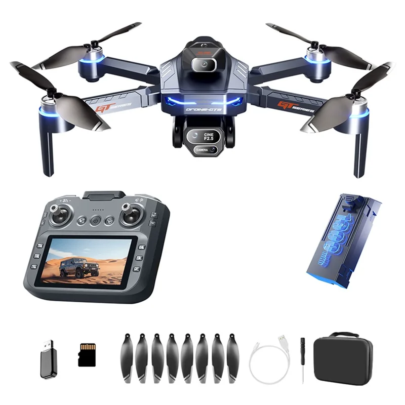 GT8 480P WiFi FPV Brushless Obstacle Avoidance Drone with Battery Display LCD Screen, Single Battery