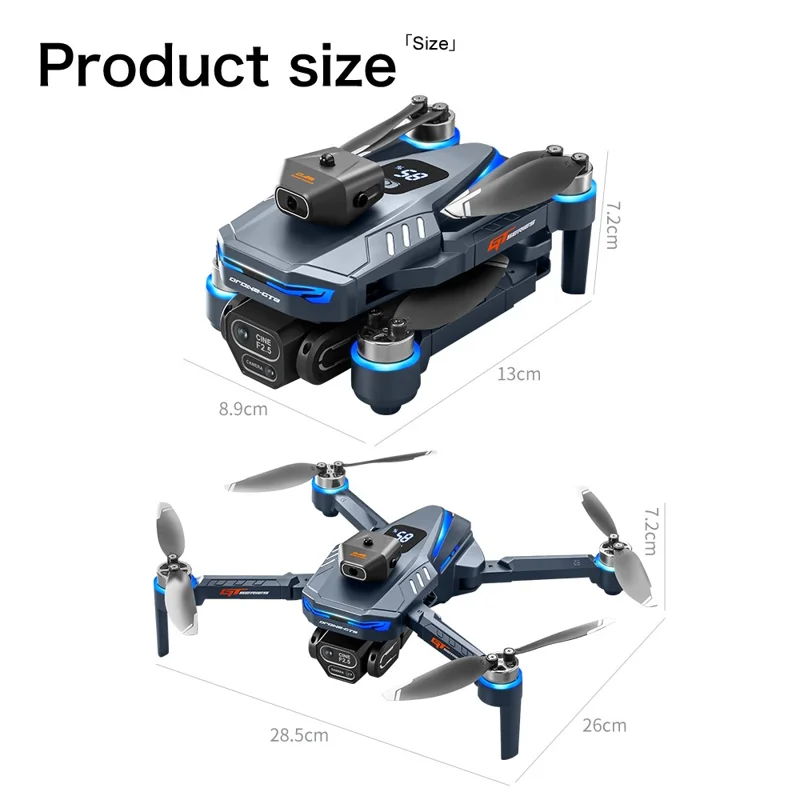 GT8 480P WiFi FPV Brushless Obstacle Avoidance Drone with Battery Display LCD Screen, Three Batteries