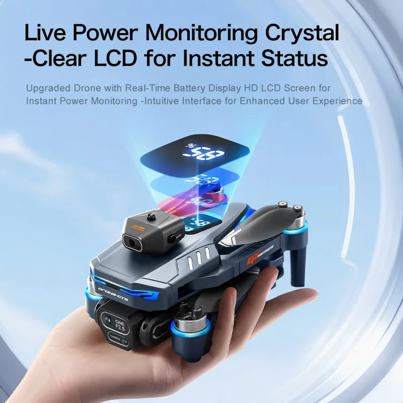 GT8 480P WiFi FPV Brushless Obstacle Avoidance Drone with Battery Display LCD Screen, Three Batteries
