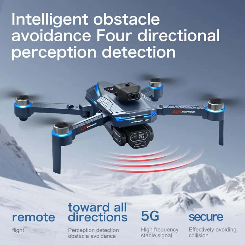 GT8 480P WiFi FPV Brushless Obstacle Avoidance Drone with Battery Display LCD Screen, Three Batteries