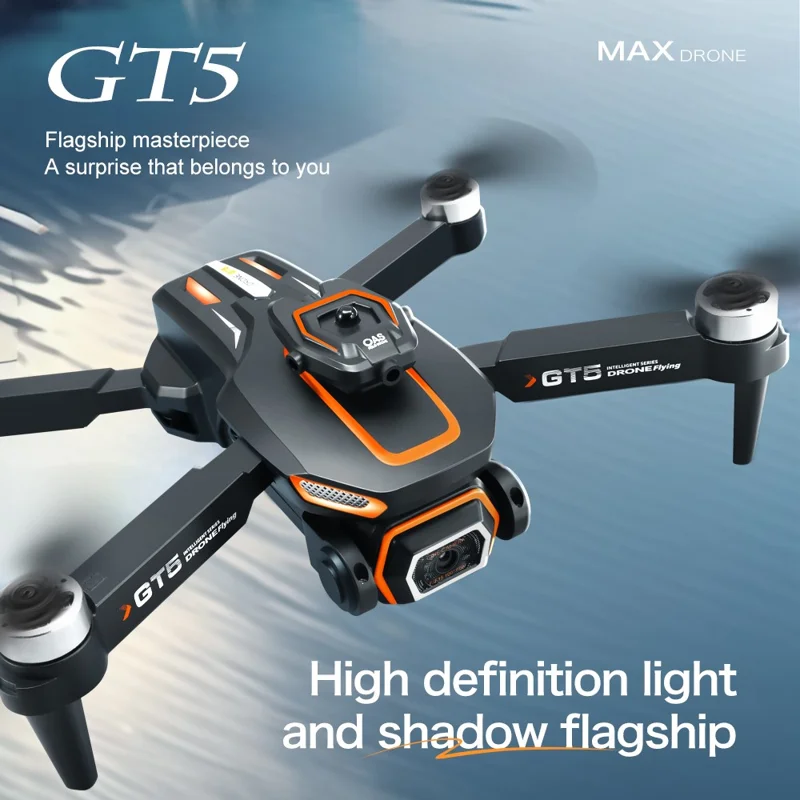 GT5 Drone RC Pliable avec Caméra HD 480P WiFi FPV Quadricoptère Brushless avec 2 Batteries