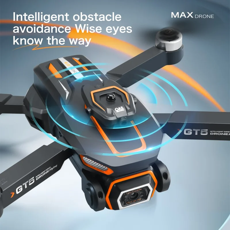 GT5 Drone RC Pliable avec Caméra HD 480P WiFi FPV Quadricoptère Brushless avec 2 Batteries