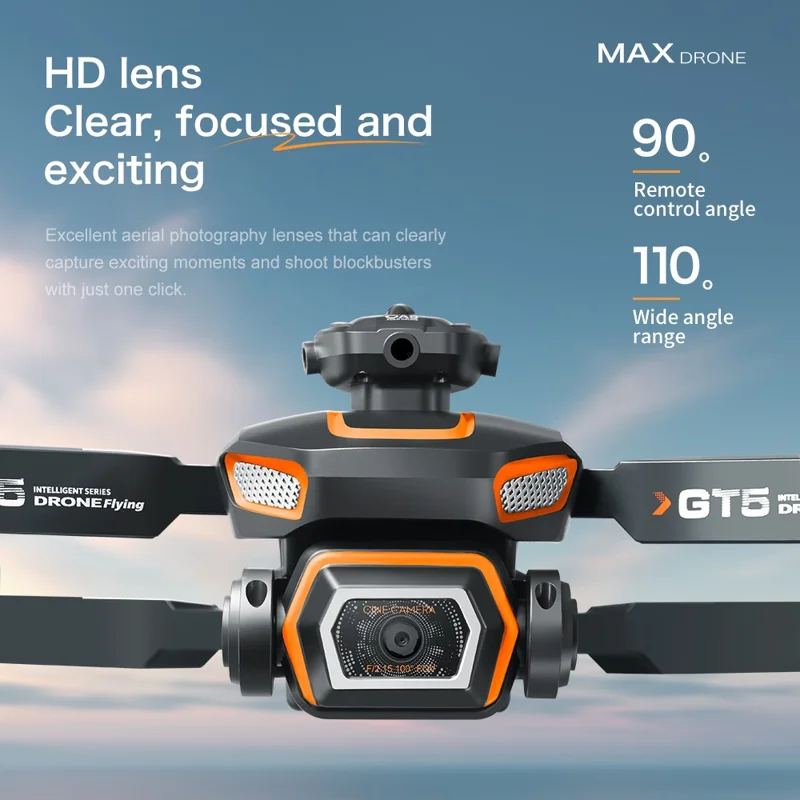 GT5 Drone RC Pliable avec Caméra HD 480P WiFi FPV Quadricoptère Brushless avec 2 Batteries