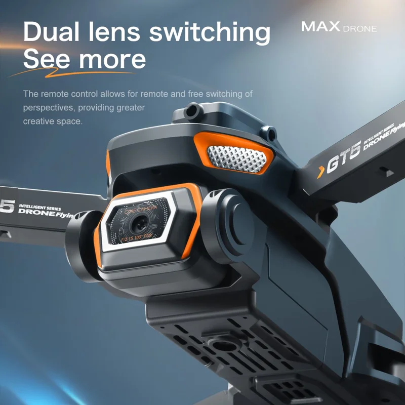 GT5 Drone RC Pliable avec Caméra HD 480P WiFi FPV Quadricoptère Brushless avec 2 Batteries