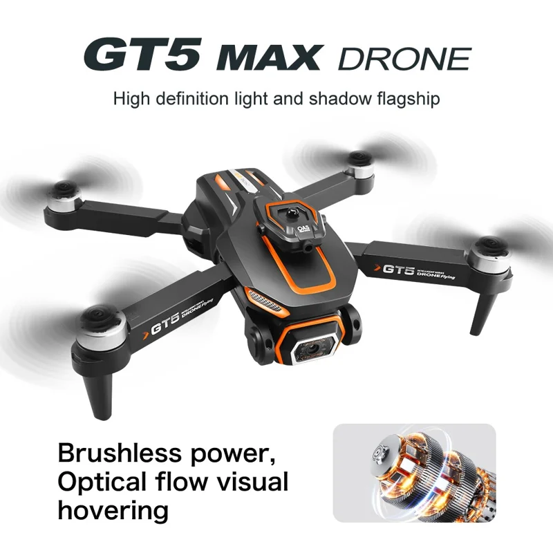Drone RC Pliable GT5 avec Caméra HD 480P WiFi FPV Quadricoptère Brushless avec 3 Batteries