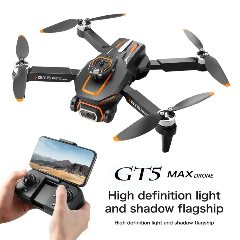 Drone RC Pliable GT5 avec Caméra HD 480P WiFi FPV Quadricoptère Brushless avec 3 Batteries